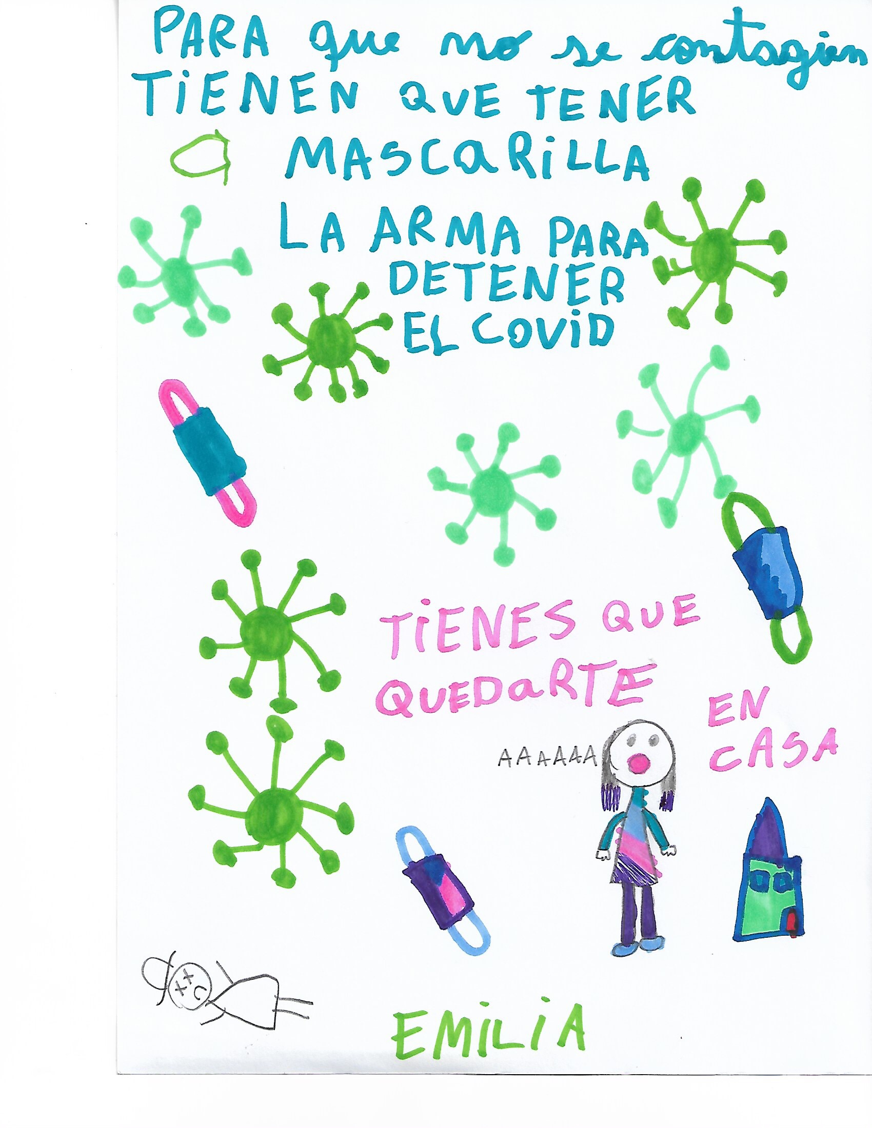 Para que no se contagien tienen que tener mascarilla [material gráfico] : la arma para detener el Covid